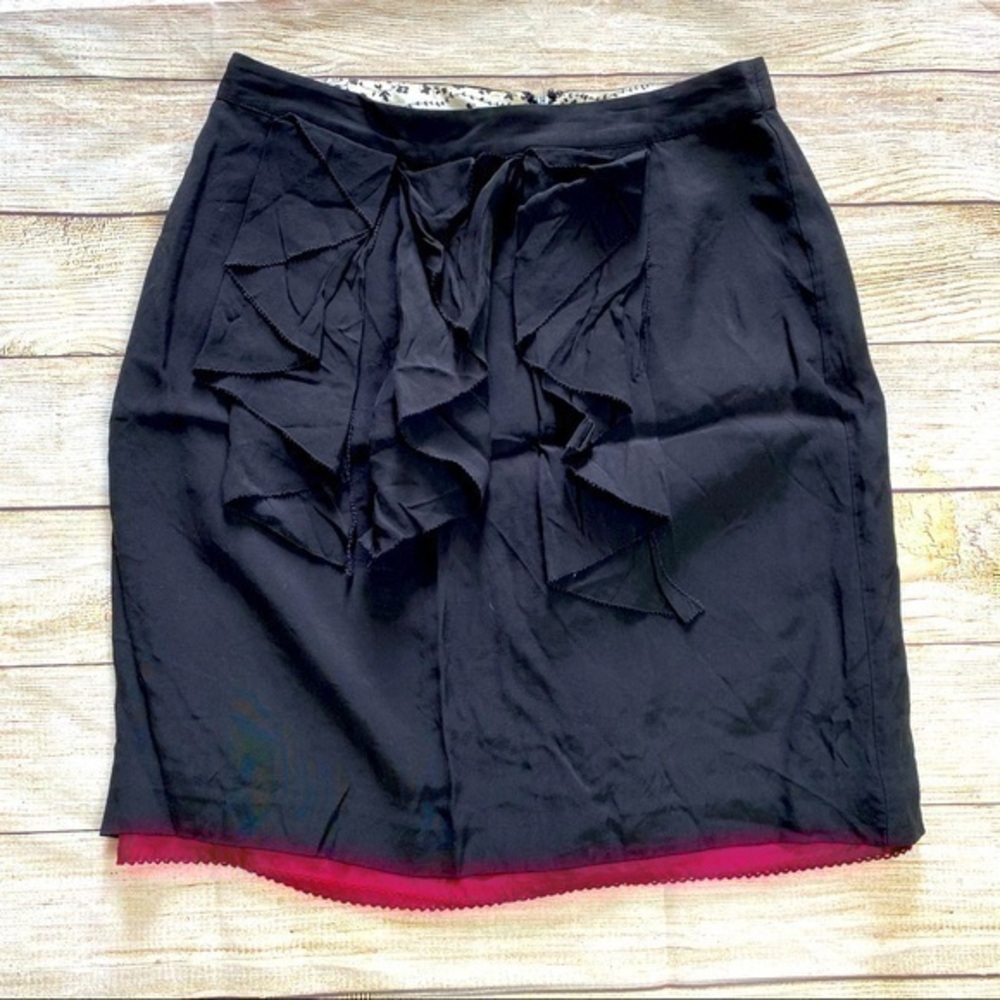 🎈3/$20! 
Odille Anthropologie peek-a-boo slip mini skirt. Size 4. Black.